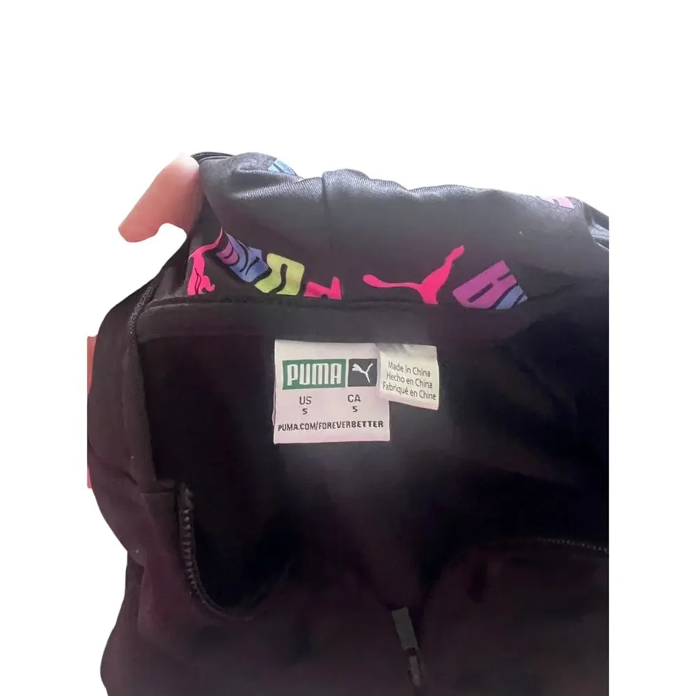 Puma Jogger Set Size 5 Black Neon Multicolored Hooded Set Full front Zip
